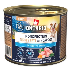 Konzerva Ontario Puppy monoprotein krůtí pate s mrkví 200g