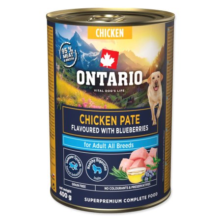Konzerva Ontario Adult kuracie pate s príchuťou čučoriedok 400g