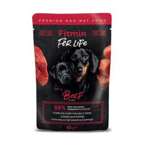 Fitmin For Life Hovězí kapsička pro štěňata a dospělé psy s inulinem 85 g
