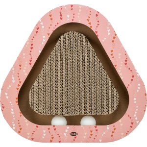 Škrabací kartón VALENTINE triangel, s loptičkami a catnipom, 36 x 5 x 36/36 cm, losos - LIMITOVANÁ PONUKA