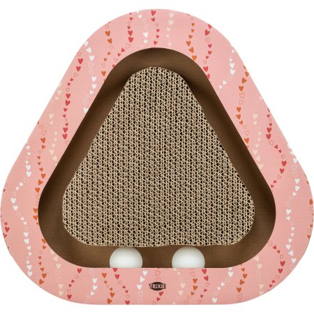 Škrabací kartón VALENTINE triangel, s loptičkami a catnipom, 36 x 5 x 36/36 cm, losos - LIMITOVANÁ PONUKA