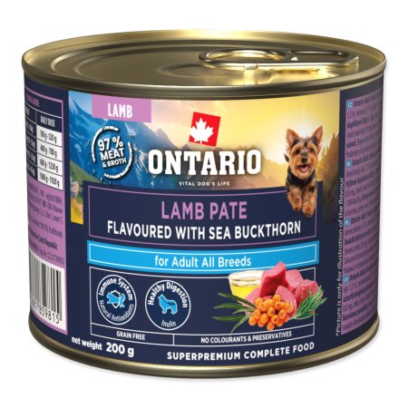 Konzerva Ontario Adult jahňacia pate s príchuťou rakytníka 200g