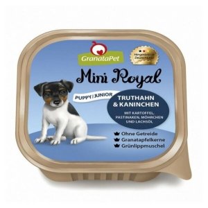GranataPet Mini Royal Puppy/Junior Morka & králik so zemiakmi, pastierom, mrkvou a lososovým olejom balenie 150 g