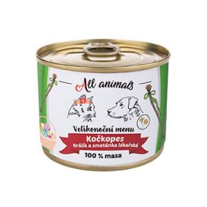 ALL ANIMALS Veľkonočné menu KOČKOPES - limitovaná edícia konzerva s králikom a púpavou 200 g