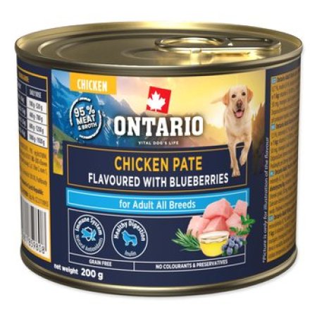 Konzerva Ontario Adult kuracie pate s príchuťou čučoriedok 200g