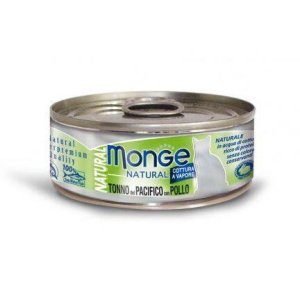 MONGE NATURAL kúsky tuniaka s kuracím mäsom pre mačky 80 g (EXPIRÁCIA 03/2026)