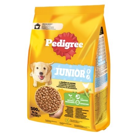 Pedigree granule M/L Junior hydinová so zeleninou 500 g (EXPIRÁCIA 03/2026)