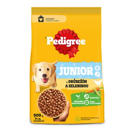 Pedigree granule M/L Junior hydinová so zeleninou 500 g (EXPIRÁCIA 03/2026)