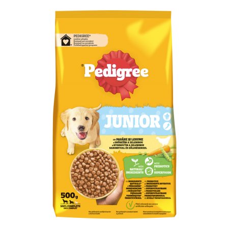 Pedigree granule M/L Junior hydinová so zeleninou 500 g (EXPIRÁCIA 03/2026)