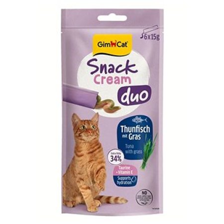 GimCat Snack Cream Duo tuniak&tráva 6x15g