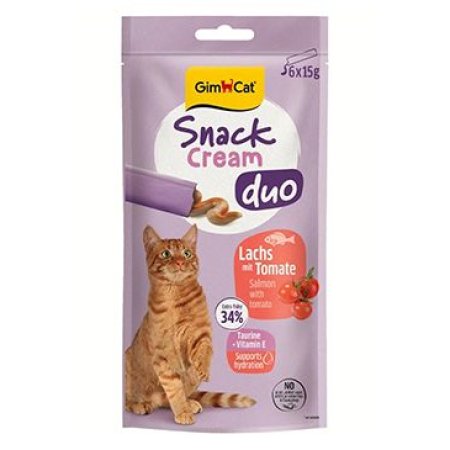 GimCat Snack Cream Duo losos & paradajka 6x15g