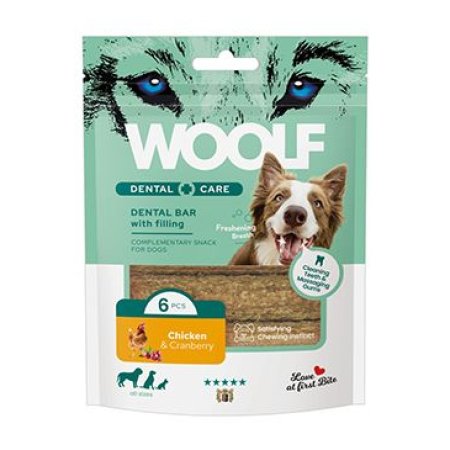WOOLF Dental Care Bar with Chicken&Cranberry 108g/6ks