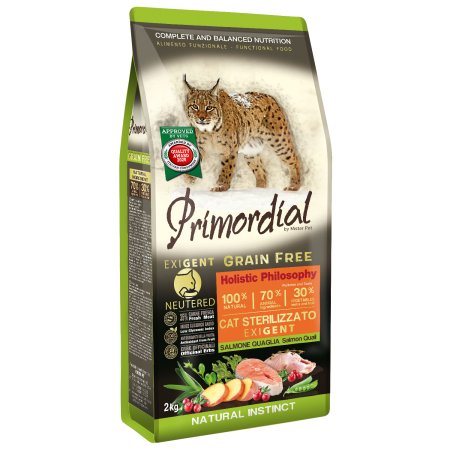 Primordial Grain-Free Cat Sterilizzato Salmon & Quail 2kg