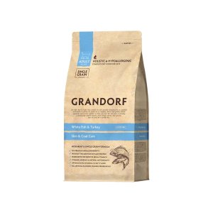 Grandorf granule pre mačky Adult Skin Care - Biela ryba a moriak 400g