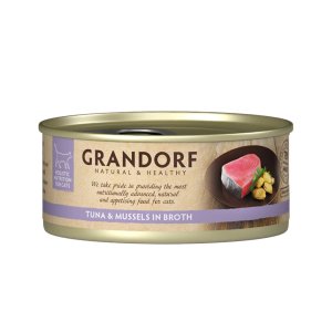 Grandorf konzerva pre mačky Tuniakový filet s mušľami 70g