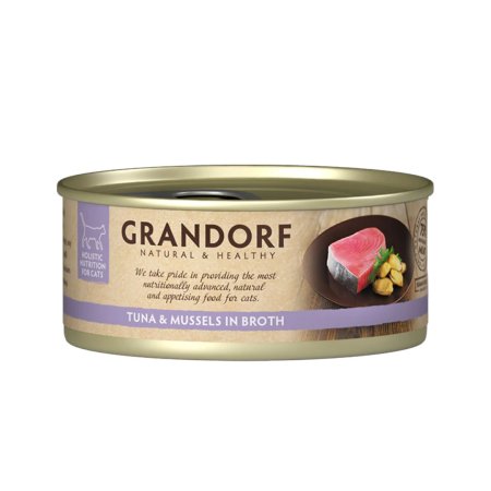 Grandorf konzerva pre mačky Tuniakový filet s mušľami 70g