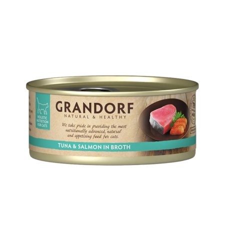 Grandorf konzerva pre mačky Tuniakový filet s lososom 70g