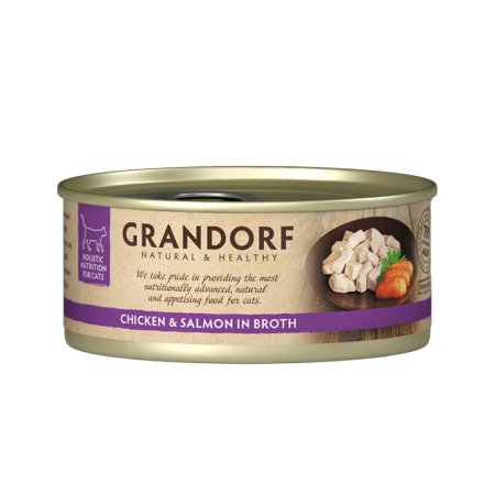Grandorf konzerva pre mačky Kuracie prsia s lososom 70g
