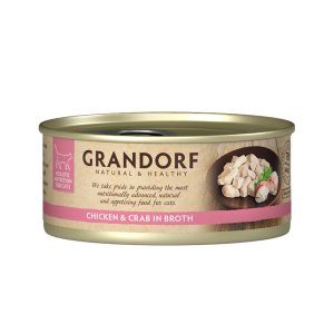 Grandorf konzerva pre mačky Kuracie prsia s krabom 70g