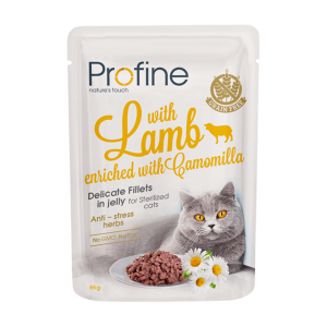 Profine sterilized cat pouch fillets in jelly with Lamb 85g