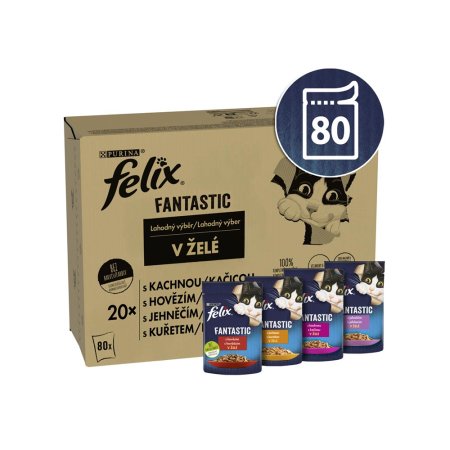 Felix Fantastic hovězí, kuře, kachna, jehně v želé 80 x 85 g 