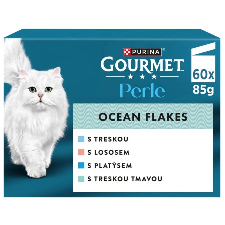 Gourmet Perle kapsičky pre mačky losos, treska, platesa, tmavá treska 60 x 85 g