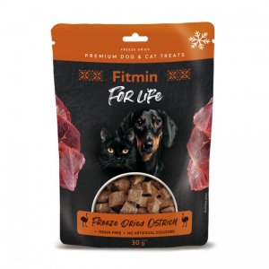 Fitmin For Life Mrazom sušená pštrosia maškrta pre psov a mačky 30 g (EXPIRÁCIA 03/2026)