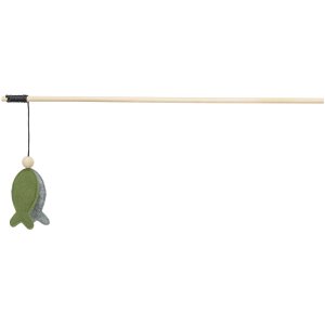 Hrací prút s rybkou, 48 cm, s catnipom, drevo/filc
