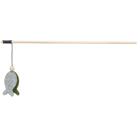 Hrací prút s rybkou, 48 cm, s catnipom, drevo/filc
