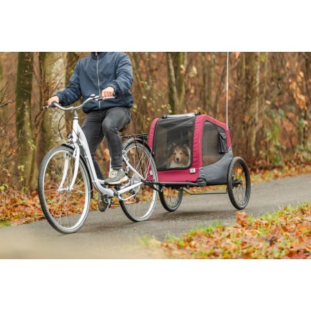 Vozík za bicykel, M: 66 × 74 × 76/136 cm, do 22 kg, sivá/červená