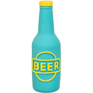 Beer bottle - pivná fľaša, latexová hračka so zvukom 12,5 cm, modrá