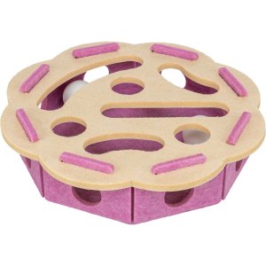Interaktívna hra pre mačky Hole�n�Roll – kvetina, ø 30 × 7.5 cm, filc, ružová/béžová