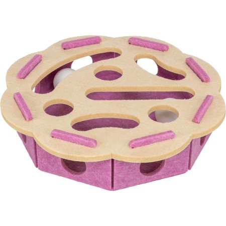 Interaktívna hra pre mačky Hole�n�Roll – kvetina, ø 30 × 7.5 cm, filc, ružová/béžová