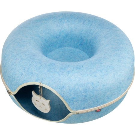 Filcová búdka - donut, ø 60 cm, s hračkou, modrá