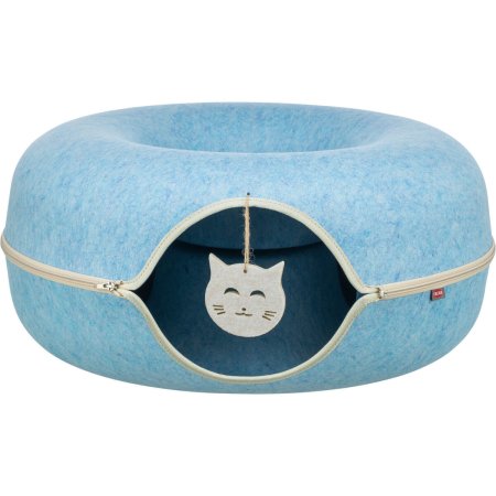 Filcová búdka - donut, ø 60 cm, s hračkou, modrá