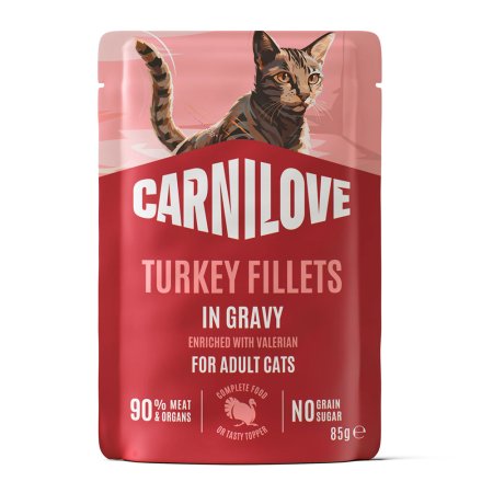 Carnilove Cat Pouch Gravy rich in Turkey enriched with Valerian 85 g