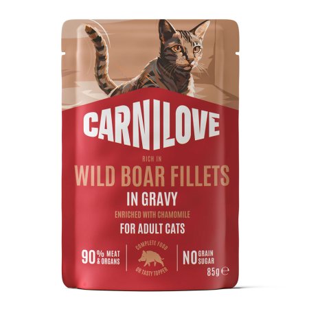 Carnilove Cat Pouch Gravy rich in Wild Boar enriched with Chamomile 85 g