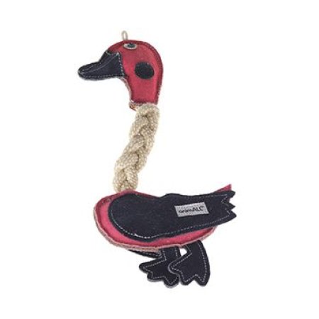 Hračka pes animALL Kačica s povrazmi koža, farebná 31cm