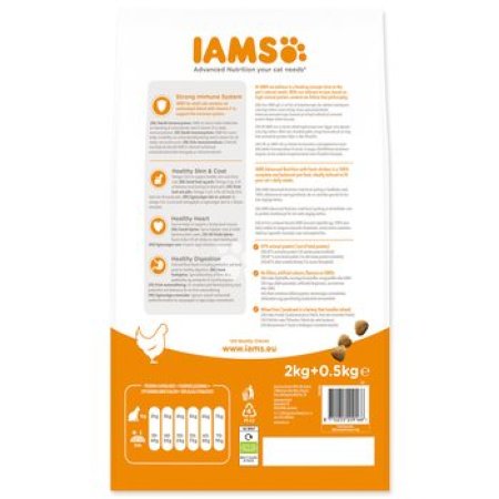 Krmivo IAMS Cat Adult Chicken 2kg + 500g ZADARMO