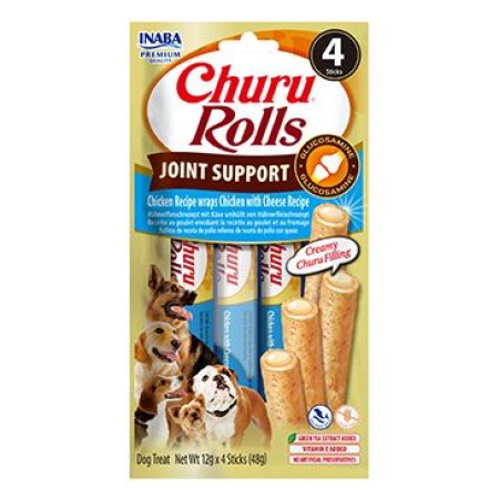 Churu Dog Rolls Joint Supp.Chick.wraps Chick&Ches4x12g