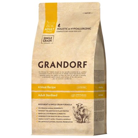 Grandorf granule pro kočky Adult Sterilised - 4 druhy masa 8kg