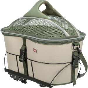 Transportní koš na nosič, polyester, 33 x 40 x 34 cm, olivově zelená/béžová