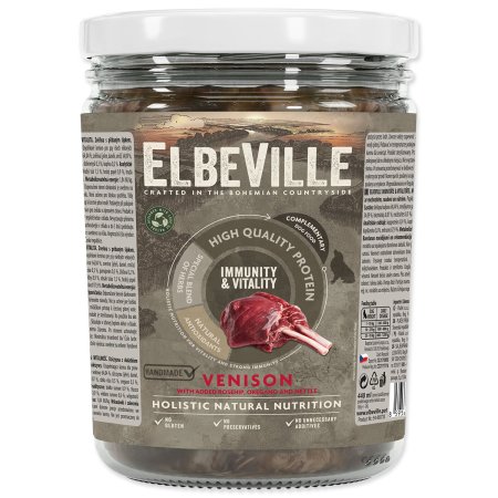 Sklenice Elbeville Dog Imunity & Vitality zvěřina s přidaným šípkem, dobromyslem a kopřivou, 440 ml