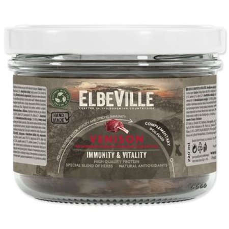 Sklenice Elbeville Dog Imunity & Vitality zvěřina s přidaným šípkem, dobromyslem a kopřivou, 220 ml