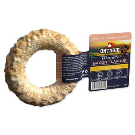 Pochoutka Ontario Protein příchuť slanina žvýkací bagel 1ks 8,9cm