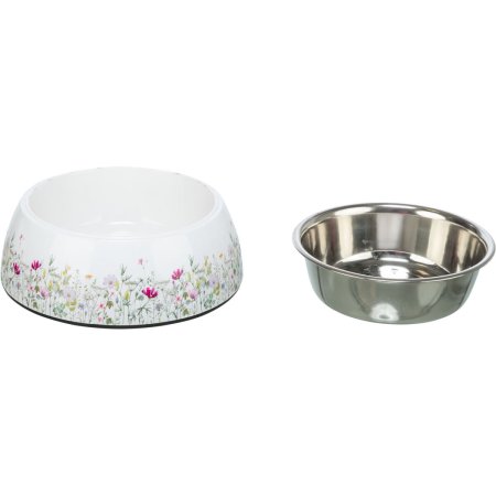 Miska nerez s květinovým vzorem, vyjímatelná, 0.45 l/ø 18 cm, bílá/pestrobarevná