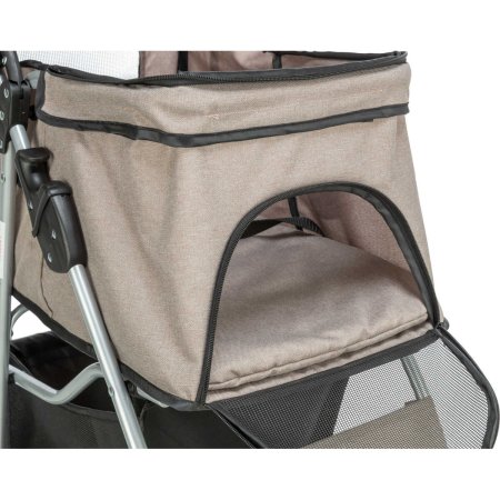 Kočárek pro psy BUGGY, rychlosklápěcí, 47 x 100 x 80 cm, nosnost do 15 kg, šedohnědá