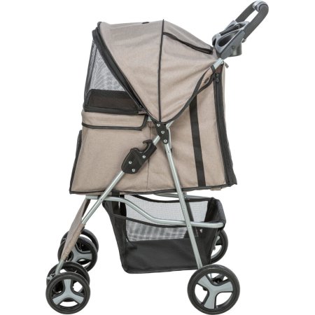 Kočárek pro psy BUGGY, rychlosklápěcí, 47 x 100 x 80 cm, nosnost do 15 kg, šedohnědá
