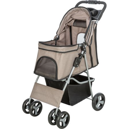 Kočárek pro psy BUGGY, rychlosklápěcí, 47 x 100 x 80 cm, nosnost do 15 kg, šedohnědá