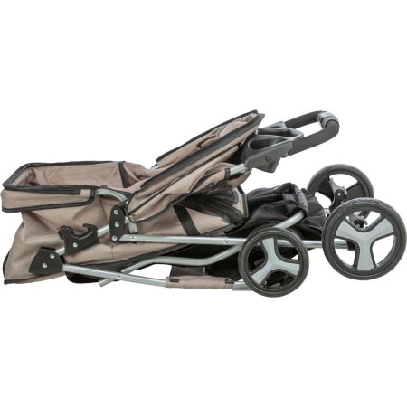 Kočárek pro psy BUGGY, rychlosklápěcí, 47 x 100 x 80 cm, nosnost do 15 kg, šedohnědá